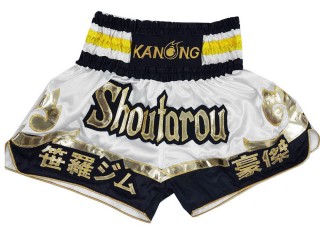 Customize White Muay Thai trunks  : KNSCUST-1180